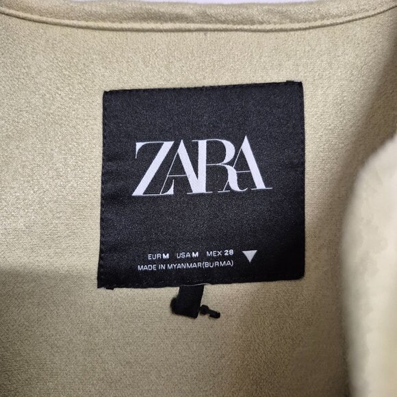 Zara Beige Faux Shearling Snap-Button Coat With Front Pockets - Picture 3 of 8
